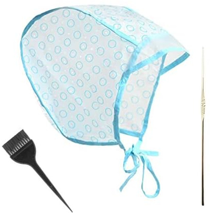 Hair Highlighting Caps Frosting Cap and Spatula Salon Hair Coloring Dye Cap with Hooks for Salon Dyeing Hairdressing (1Pc)