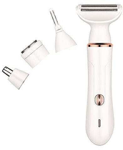 Intimrasierer für Frauen, Epilierer Damen, Rasierer Damen, Ultraschall Gesichtsreinigungsbürste, mit Timer, Multifunktionaler, 4 in 1, Haarentferner Haushalt, Ganzkörper (White)