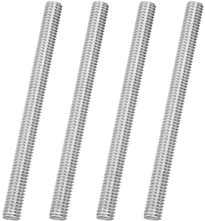 QUARKZMAN 4-pack M6 x 75 mm helgängad stång 316 rostfritt stål högergänga gängstift för möbelmontering fastsättning 1 mm lutning