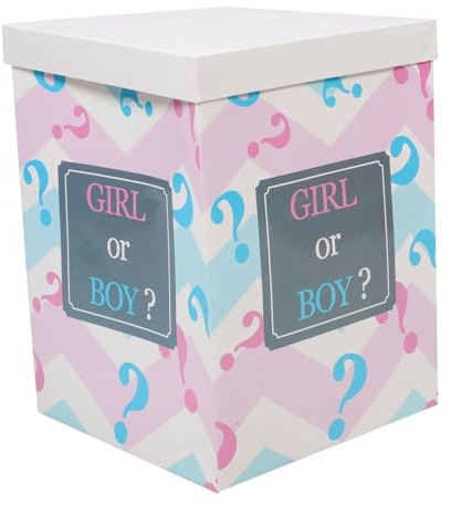 NESTINGHO Caja de Globos para Revelación de Género o Niña, Caja Plegable de Papel 30x30x40 Cm, Decoración para Shower y Cumpleaños, Suministros para Fiesta Letras Boy Or Girl