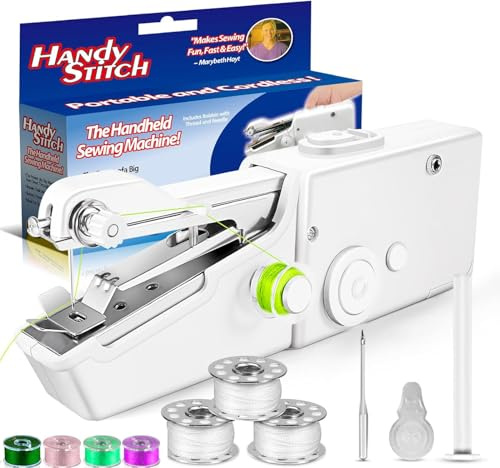 Máquina de coser a mano, mini máquina de coser para costura rápida, máquina de coser eléctrica para principiantes, máquina de coser eléctrica portátil adecuada para el hogar, viajes