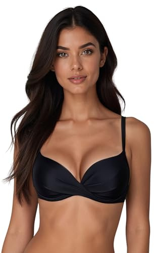 VIVISENCE 3209 Bikini BH Dam Badmode Bikiniöverdel Mönsterlös Bygel EU, svart, 80D