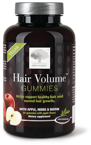 NEW NORDIC Hair Volume Gummies, 2500 mcg Biotin, Daily Hair Vitamins Supplement to Support Hair Skin & Nails, Vegan, 60 Count (Pack of 1)