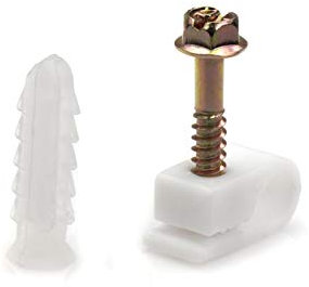 THE CIMPLE CO Ribbed Plastic Conical Wall Anchors and Cable Screw Clips for Stucco, Brick, Concrete, Drywall, and Similar Siding Materials - Kit of 50 Screw Clips and 50 Anchors, White