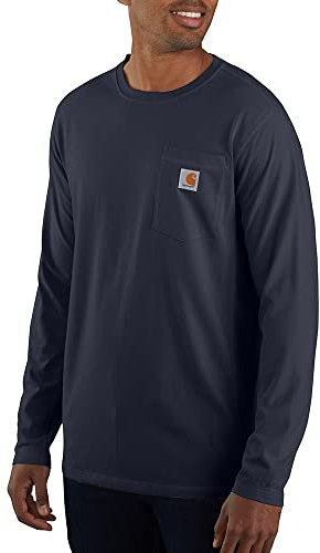 Carhartt Herren Force Relaxed Fit Midweight Long-Sleeve Pocket Arbeits-T-Shirt, Navyr Gr; l