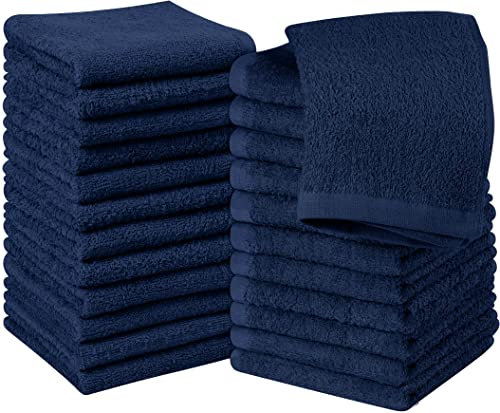 Utopia Towels - 24 Stück Seiftücher, 30x30 cm mit Aufhängeschlaufen, saugfähige Waschlappen zum Abwischen und Reinigen des Gesichts aus 100% Baumwolle (Marineblau)