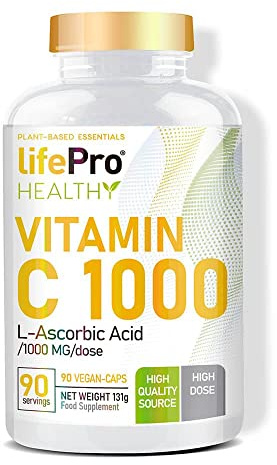 Life Pro Vitamina C 1000mg 90 caps. | Refuerza el sistema inmunitario y reduce el efecto de los radicales libres