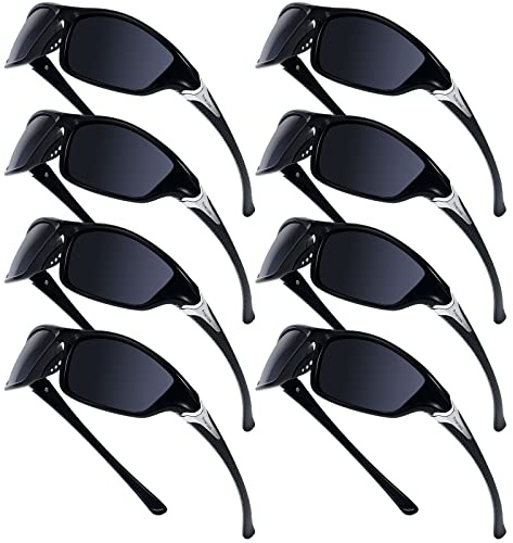 Cindeer 8 Pairs Polarized Sunglasses for Men and Women Sun Glasses with UV Protection Sport Sunglasses for Outdoor Activities (Black)