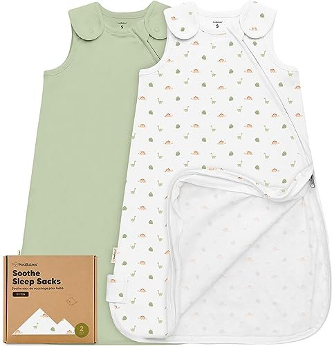 KeaBabies 2er-Pack Bio-Schlafsäcke 100% Baumwolle – Babyschlafsack, tragbare Babydecke, Schlafsack für Babys, Pucksack für Kleinkinder, Neugeborene, Säuglingsschlafsack, Mädchen, Junge (Roarsome, S)