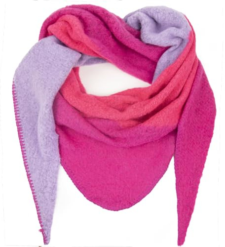 Gloop Sciarpa da donna XXL a maglia triangolare, sciarpa a poncho, sciarpa triangolare, mussola, morbida sciarpa senza graffi sulla pelle, viola-rosa, Taglia unica