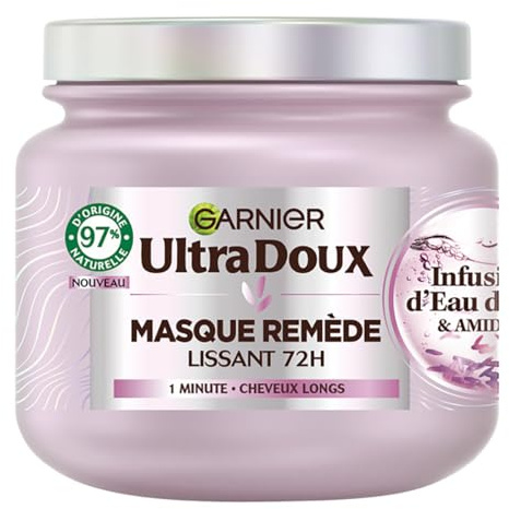 Garnier Ultra Doux - Masque Lissant Douceur & Brillance à l'Infusion d'Eau de Riz - Cheveux Rebelles et Indisciplinés - 340 ml