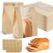 RETON 100 Pcs Kraft Paper Bread Bags, Greaseproof with Window, Tin Tie Tab Lock, Large Sandwich Bags with Thank You Stickers for Food Packaging (13.7''X8.2''X3.5'')