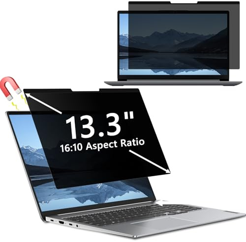 Hinnwer Filtro Schermo Privacy per 13,3 Pollici 16:10, Rimovibile, Anti Luce Blu, Anti-Spia, Filtro Privacy Magnetico Ultrathin Computer Portatili per HP/dell/Acer/Lenovo/Thinkpad/Samsung/ASUS/Sony