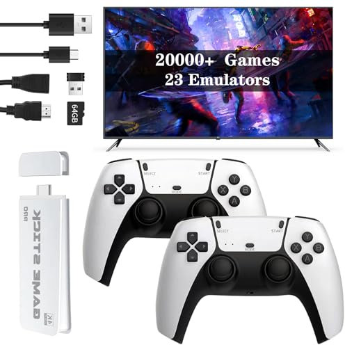 Tihokile Retro Spiel Stick, Retro-Konsole Spielkonsole Wireless HDMI-Ausgang System Mit 20000 Spielen, 23 Emulator-Konsolen Spielekonsole,Retro konsole mit 2 Drahtlose Controller