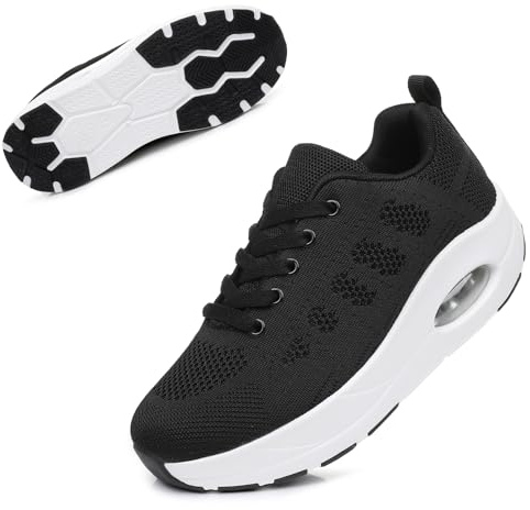 Git-up Women's Arch Support Walking Shoes, Breathable Wide Toe Box Nursing Work Shoes for Plantar Fasciitis, Comfortable Non Slip Orthopedic Sneakers for Flat feet, D-Black, 41