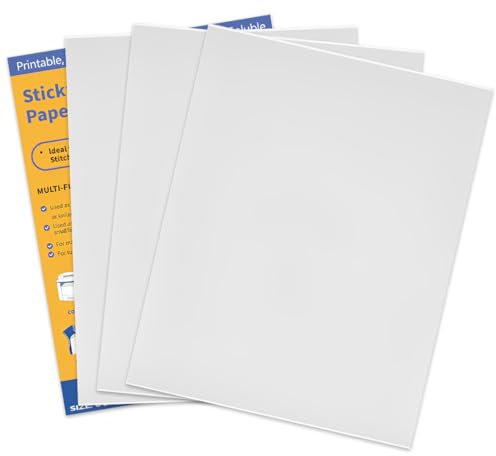 GILWUMO 3 Fogli di Trama per Ricamo Autoadesiva e Idrosolubile A4, Carta per Ricamo Stampabile, Peso Medio, Adatto per la Stampa o il Disegno di Motivi, Per Ricamo a Mano e a Macchina, 29.7 x 21 cm