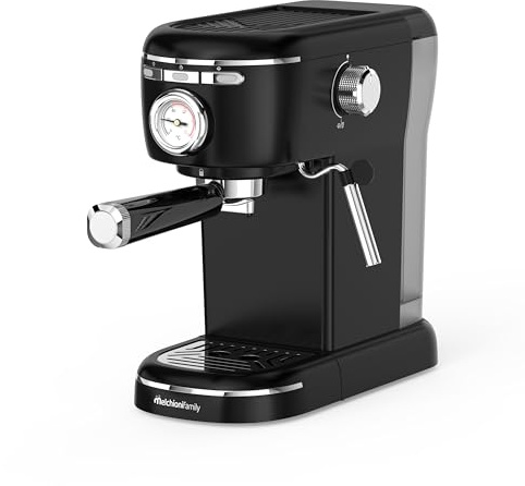 Aromatica Plus Machine à Café Expresso 3 en 1 Compatible Dosettes E.S.E, Capsules et Café Moulu | 15 Bars, Réservoir 1,2L, Mousseur à Lait Manuel pour Cappuccino, Noir