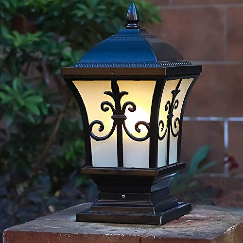 WGFJKI Lampada da palo Impermeabile con Lanterna in Vetro a LED Tradizionale Vintage da 53 cm, Lampada da Parete a Colonna, luci Esterne da Giardino in Alluminio Antico Lampada da Tavolo con palo per