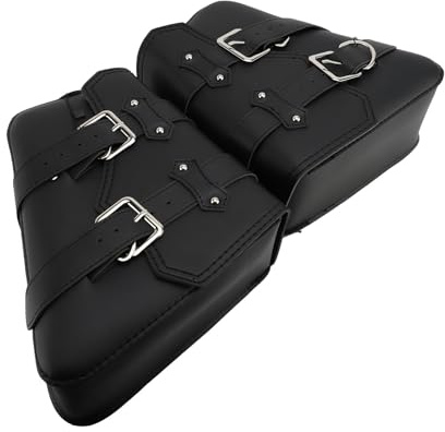 Naroote Borsa da Sella in Pelle PU per Moto, Grande capacità, Resistente All'acqua, per la Maggior Parte delle Moto, Versatile e Pratica, Nera, 1 Paio per Ciclisti