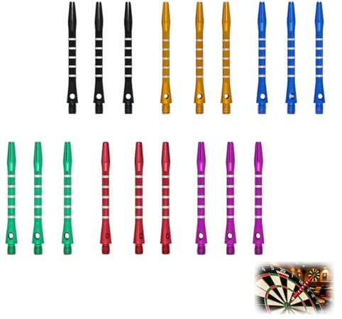 Snugcore 18PCS 53mm Aluminium Dart Stems, 2BA Threaded Metal Medium Dart Shafts for Steel and Soft Tip Darts Assorted Colours Anti Bend Anti Fall Professional Replacement Throwing Fitting Accessories