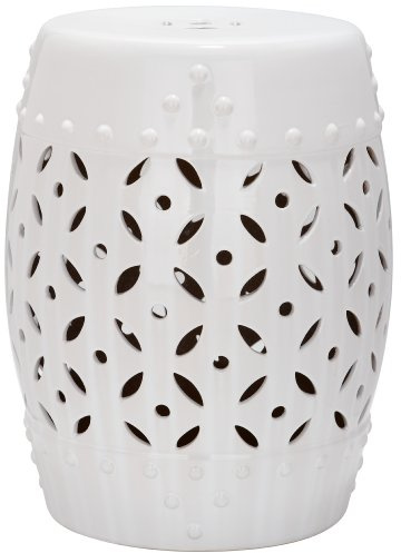 Safavieh Castle Gardens Collection Lattice Coin White Ceramic Garden Stool