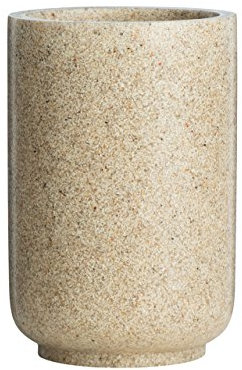 Premier Housewares Toothbrush Tumbler Toothbrush Holder Polyresin Natural Stone Toothbrush Cup Toothbrush Holders Cotton Pads Holder H11xW7xD7