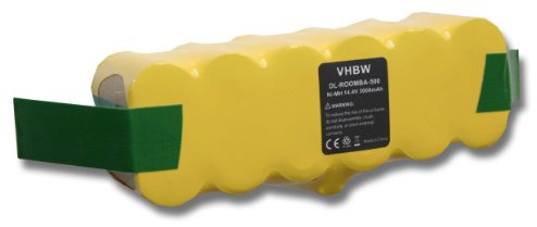 vhbw Akku kompatibel mit iRobot Roomba 605, 615, 616, 621, 651 Staubsauger Home Cleaner Heimroboter (3000mAh, 14,4V, NiMH)