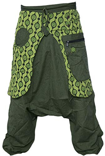 Little Kathmandu Pantalones para hombre bombachos de entrepierna suelta estilo Aladino verde verde S