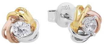 amor Ohrstecker für Damen, Sterling Silber 925, Zirkonia Knoten