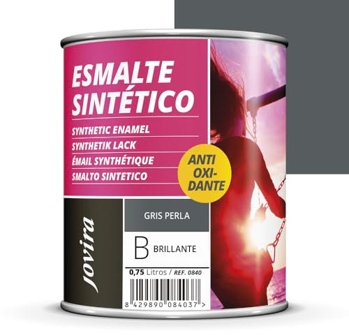 JOVIRA PINTURAS Esmalte Sintético Antioxidante. Esmalte directo sobre oxido. Para la protección y decoración de superficies de madera, hierro y acero. Brillante (750 Mililitros, Gris Perla)
