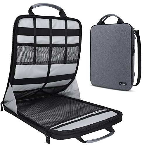 iCozzier Bolsa de hombro para laptop de 13 a 13.3 pulgadas, estilo horizontal y vertical, con asa y correa de hombro extraíble para MacBook/Notebook/11 iPad Pro 2020 de 13.3 pulgadas, gris, Large