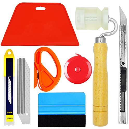 Ewrap Complete Wallpaper Tool Wallpaper Hanging Kit with Seam Roller, Trimming Tool, Felt Squeegee, Smoothing Tool, Tape Measure for Installing Wallpaper,Vinyl Wrap, Window Film