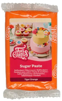 FunCakes Pasta di Zucchero Tiger Orange: facile da usare, liscia, flessibile, morbida e pieghevole, perfetta per decorare torte, halal, kosher e senza glutine. 250 gr