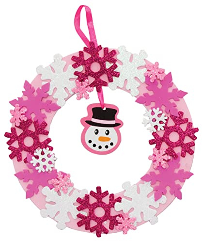 Baker Ross FE870 Schneeflocken Schaumstoff Kranz Bastelset - 3er Pack, Festliche Kreativsets und Bastelbedarf zum Basteln und Dekorieren zur Weihnachtszeit, Moosgummibastelsets für Kinder