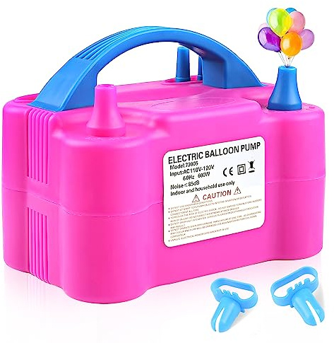 Balloon Pump Electric, 110V 600W Balloon Blower Inflator Dual Nozzle Air Pump Balloons Inflator for Decoration, Party, Sport,Gifts:2 Balloon Tying Tools