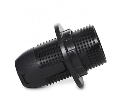 LightED Portalámparas Negro E14 con Rosca Exterior, Incluye Cabeza y Arandela