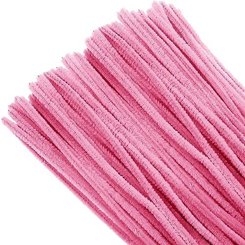 TOAOB 100 Piezas Línea Chenilla Limpiapipas Rosa de Color 30 cm de Largo y 6 mm de Ancho para Manualidades y Decoración del Hogar