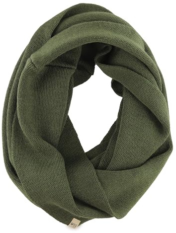 100% Merino Wool Everyday Knit Infinity Scarf - Winter Loop Scarf - Midweight Scarves for Women and Men - Olive Drab - One Size