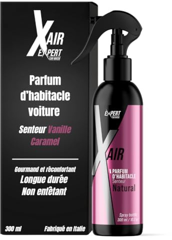 X Air - Parfum Voiture Intérieur Vanille Caramel 300 ml - Désodorisant Voiture Spray Longue Durée - Senteur Gourmande Non Entêtante - Élimine Odeurs Tabac & Animaux - Concentré - Fabriqué en Italie