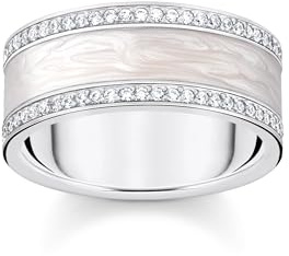 THOMAS SABO Ring weiß mit Steinen Silber 925 Sterlingsilber, Kaltemail