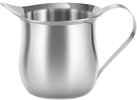 Piccola brocca per sciroppo, 90 ml, in acciaio inox, con beccuccio, in acciaio inox, con manico, lavabile in lavastoviglie, multifunzione, per latte, tè