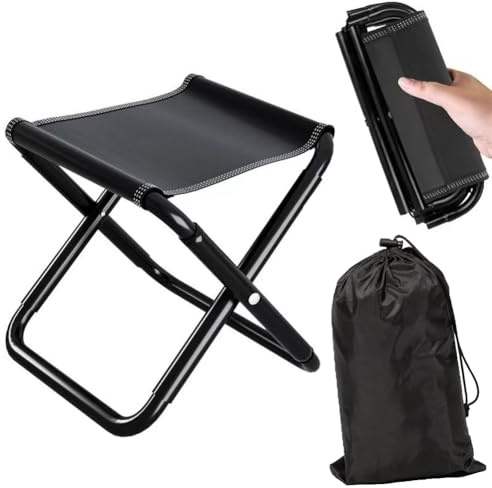 Tabouret Camping Pliable et Portable, Mini Chaise Pliante pour Pêche et BBQ