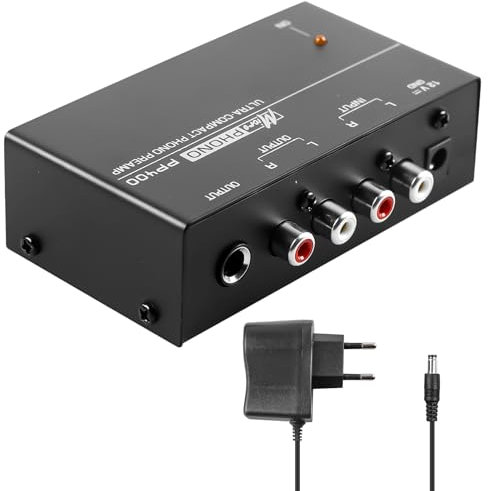 Phono Preamplificatore preamplificatore, Phono Preamp per giradischi con sistemi di campionamento MM, RCA Input & Output, Preamplificatore Phono con livello, Phono Preamp con alimentatore di rete da