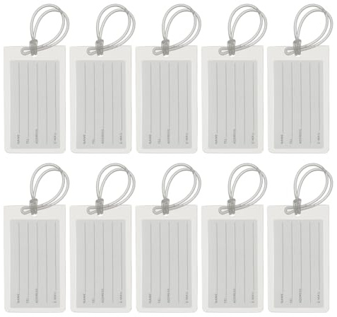 PATIKIL Etiquetas de Equipaje, 10Pcs Etiquetas de Identificación de Nombre de Bolsa de Viaje de PVC Flexible Etiquetas de Identificación de Equipaje Esenciales para Maletas Bolsas, Blanco