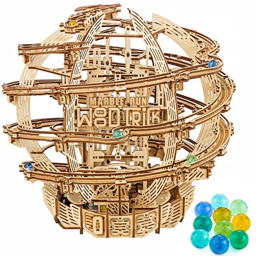 Wood Trick Wooden Marble Run Electric Motorized - 3D Wooden Puzzles for Adults to Build - 17x16 - Marble Maze Wooden Model Kits for Adults and Teens to Build