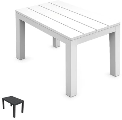 PALUPLUS Panca da Giardino in Plastica, Misura 60x38,5x45 cm, Trama Effetto Legno, Struttura Resistente, per Interno ed Esterno -TIMO146F (Bianco)