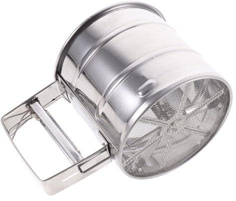 Cabilock Cedazo De Harina Semiautomático De Acero Inoxidable, Tamaño Portátil, Filtro De Malla Fina, Diseño Ergonómico para Uso Manual, Adecuado para Hornear y Espolvorear Azúcar Polvo