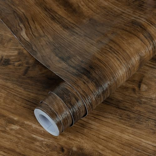 Decoroom Möbelfolie Selbstklebende Holzoptik 60x500cm Klebefolie Möbel Dunkelbraun Wasserdicht Dekoration Folie für Möbel Wand,Küche Arbeitsplatte,Küchenschrank, Tische, Regale