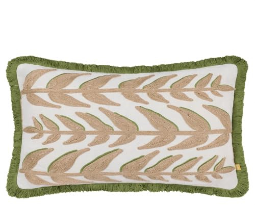 Muebles. Funda de cojín Bordada Hojas - Verde - 40x60cm