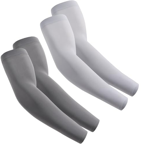 fuinloth 2 Paia Manicotti Braccia per Uomo e Donna, Ideali per Sportivi Padel Basket Pallavolo Grigio Scuro+Grigio Chiaro